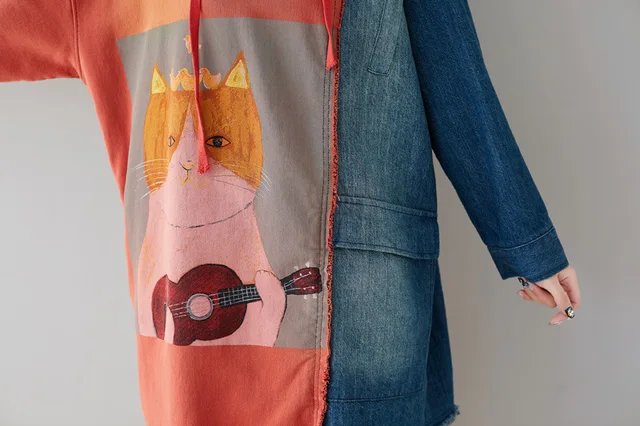 Baggy Patchwork Hooded Sweatshirt 12