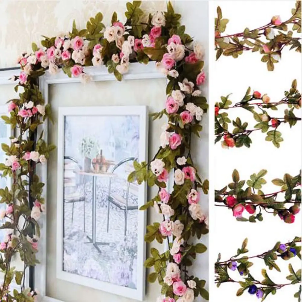 2.2m 42heads Artificial Flowers Fake Silk Roses Home Wedding Decoration Hanging Garland Ivy Vine Deco | Дом и сад