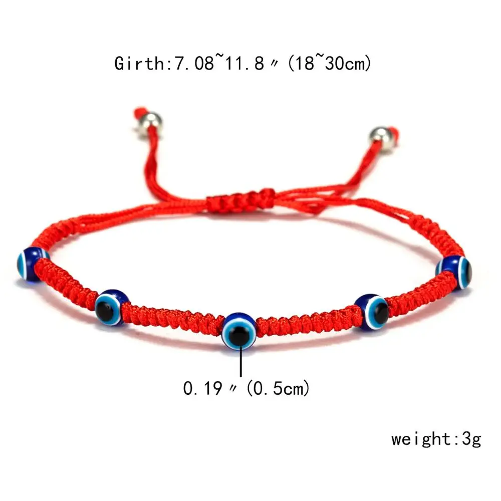 Rinhoo Charm Turkish Evil Eye Hand Braided Red Thread String Bracelet Women Men Lucky Red Rope Adjustable Bracelet Jewelry Gifts - Окраска металла: 3