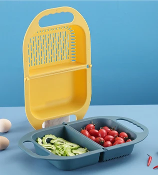 

Household Fruit Basket Kitchen Tool Foldable Fruits Cleaning Drain Basket Wash Vegetables Baskets Plastic Storage Basket Sink