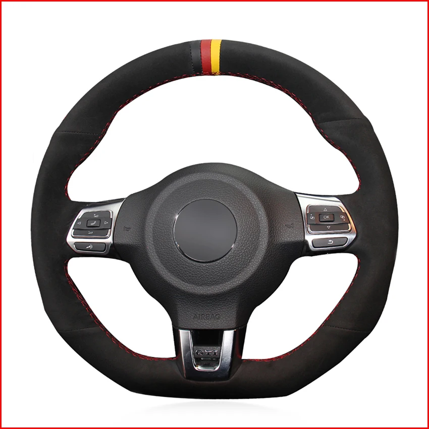 Чехол на руль MEWANT из черной замши для Volkswagen Golf 6 GTI MK6 VW Polo Scirocco R Passat CC R-Line 2010