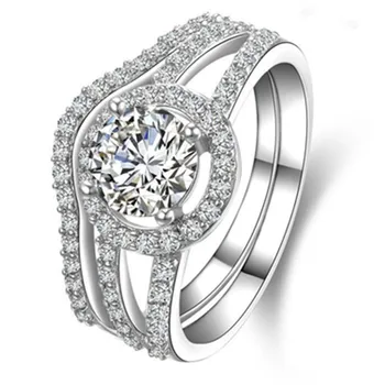 

Test Positive 1Ct Moissanite Set Rings VVS1 D-E Moissanite Diamond Ring 925 Sterling Silver Fine Jewelry