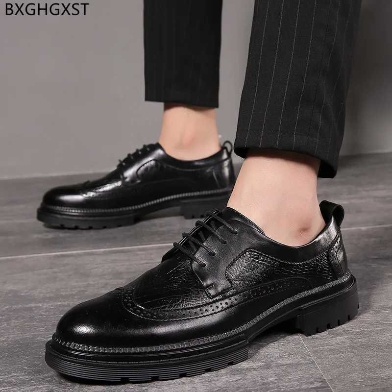 

Black Casual Business Shoes Man Brogue Men Dress Shoes Fashion Party Shoes for Men 2022 Chaussure Homme Sapato Zapatos De Hombre