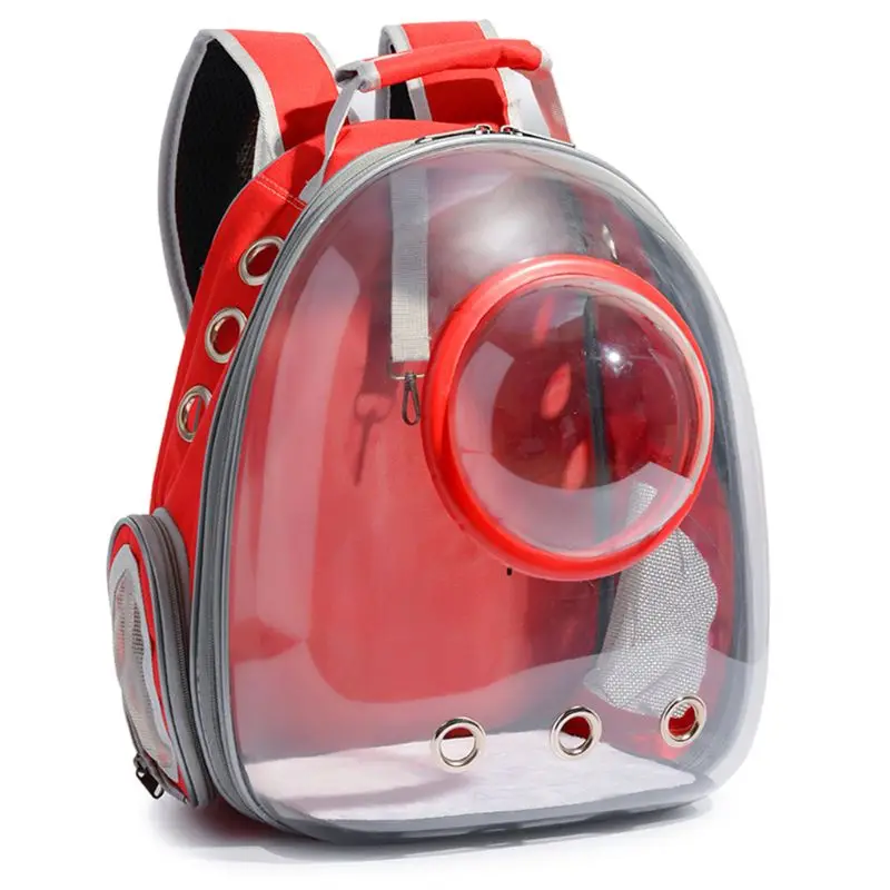 Высококачественная Новая прозрачная Наплечная Сумка с изображением кошки пузырчатая купольная конструкция 5 шт. дорожная простая космическая сумка для домашних животных - Цвет: Красный