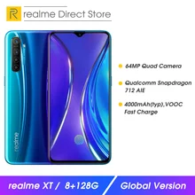 Мобильный телефон Realme XT 8 ram 128GB rom NFC Snapdragon 712 AIE 64MP Quad camera мобильный телефон VOOC 20W быстрая зарядка 4000mAh смартфон