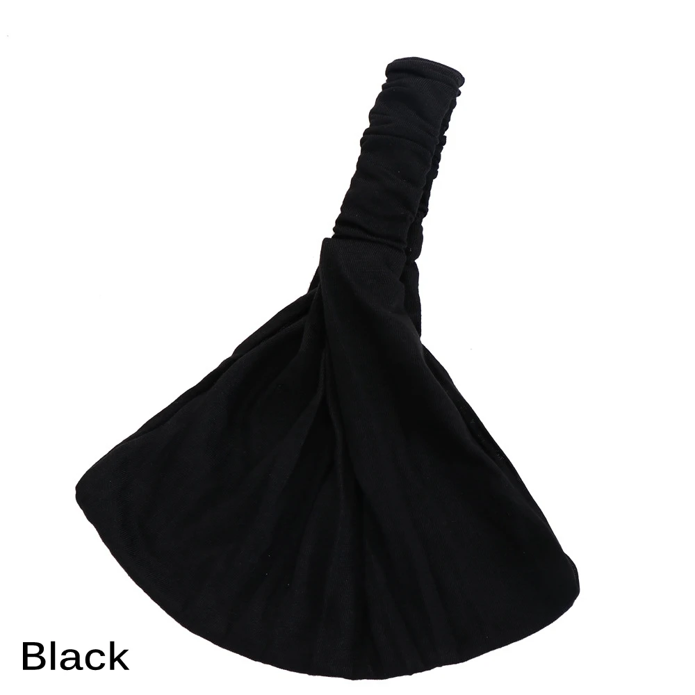 Black 1 шт. Для женщин эластичное оголовье однотонная широкая повязка для волос повязка на голову для йоги резинка для волос, тюрбан спортивный головной Обёрточная бумага для укладки волос Аксессуары для одежды инструменты - Цвет: Black
