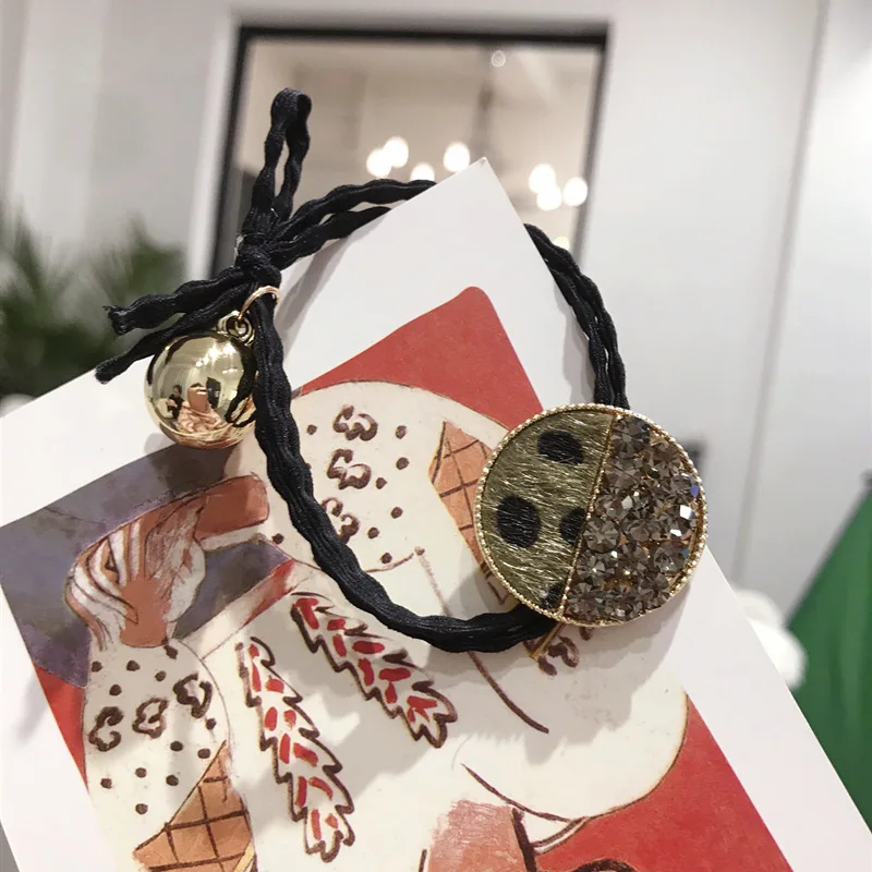 Корейская мода, женское эластичное кольцо для волос, леопардовая веревка для волос, клевер, бриллиант, Круглый конский хвост, резинка, женские эластичные резинки для волос