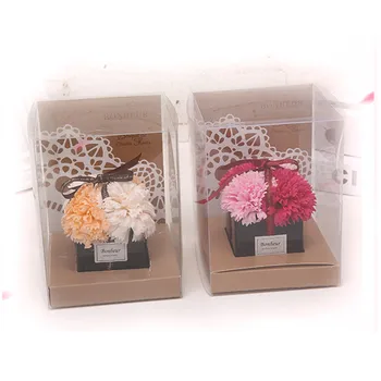 

Two - color carnation small porcelain vase decoration soap flower Christmas and valentine's day gifts