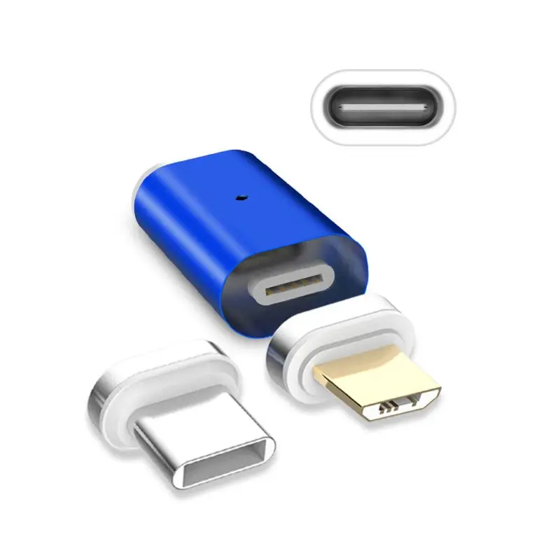 Магнитный переходник usb-c (гнездо) на Micro USB + Type-C (штекер) для быстрой зарядки и
