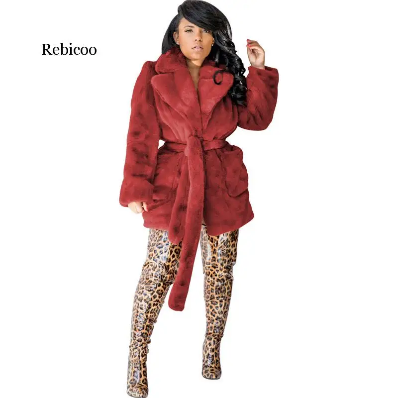 

Rebicoo Women's Clothing Winter Outfit Fur Jacket Long Sleeve Teddy Coat Plus Size Fashion Elegant Warm Faux Fur Coat and Jacket