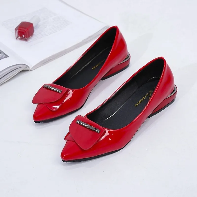 

Women Flat Shoes Ballet Flats Slip On Bow Loafers Work Career Office Female Casual Leather Shoes Footwear Zapatos Mujer J16-23