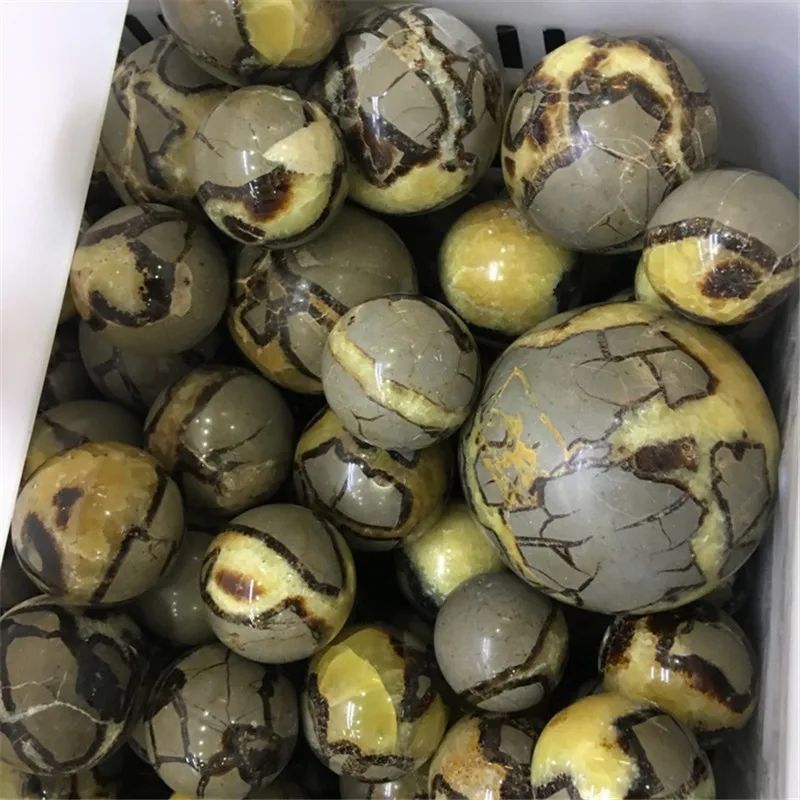 Натуральный тортоисесадский septarian boulder хрустальный круглый камень шар кварцевый хрустальный шар 90 мм для декоративной