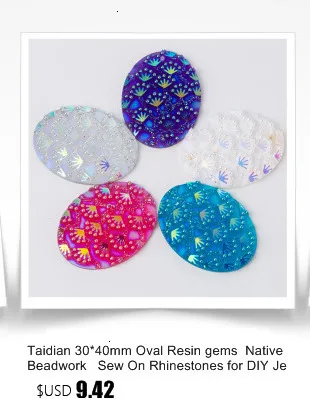 Taidian rose gold Resin Cabochon Resin sew on rhinestone For Native Bead work 20*50MM 50PCS/LOT