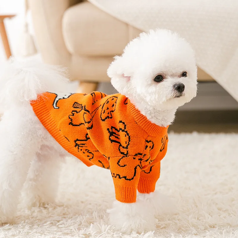 

DUOMASUMI Cartoon Pet Clothes Sweater Dog Clothes Spring Autumn Casual Knitted Sweater for Small Dog Cat Outfits Puppy Sweater