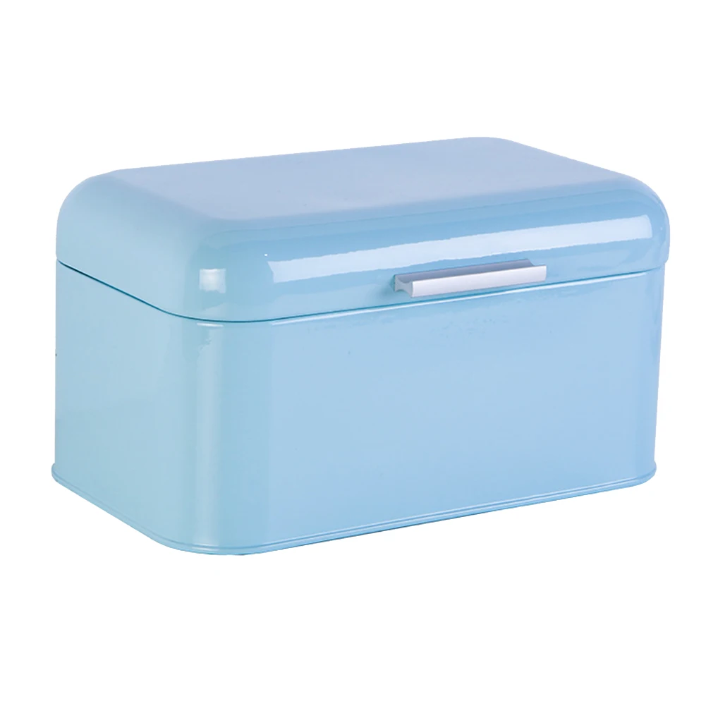 Металлическая коробка для хлеба, чехол для хранения, европейский стиль, Ретро стиль, Кухонный Контейнер, сплошной цвет, TSH Shop - Цвет: Синий
