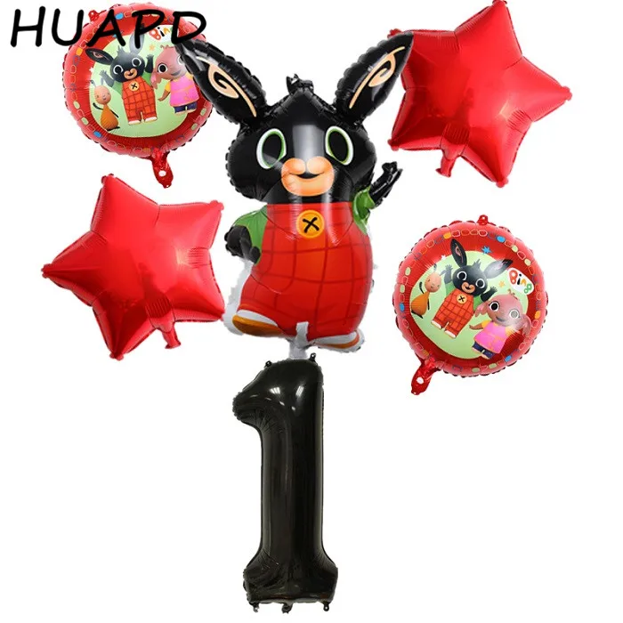 

6pcs 86*60cm Bing Bunny Foil Balloon Cartoon Rabbit Balloons 30inch Number Baby 1 2 3 4 5th Birthday Party Decor Supplies Toys