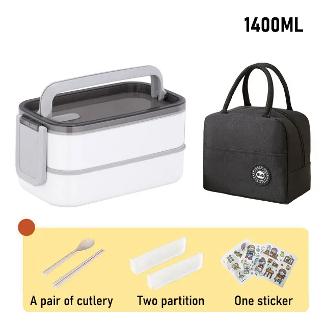 Lunch Box Thermal Food Container Bento Box Microwave Safe Lunchbox School Child Food Storage Kid's Lunch Box With Compartments w 1400ml with bag