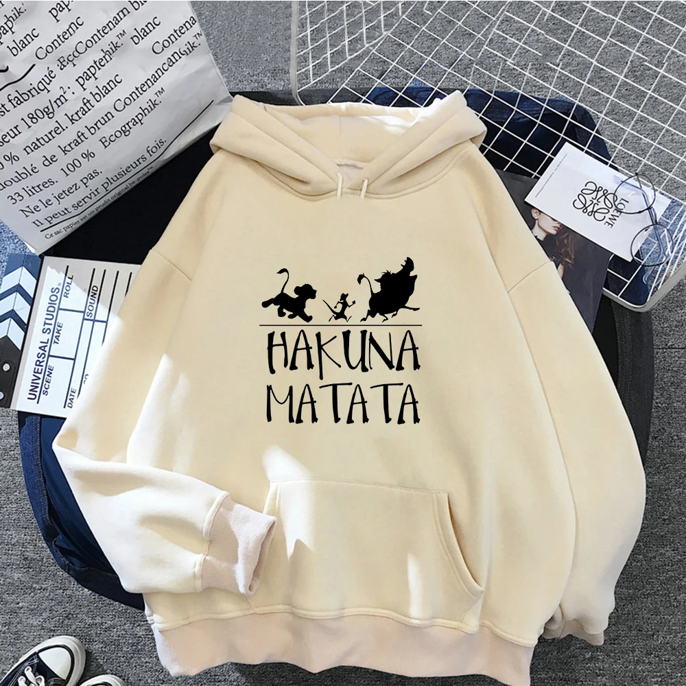 Timon & Pumbaa Friends Hoodies Women Clothes Fashion Kawaii Pullover CartoonsSpring Khaki Femme The Lion King Hooded Sweatshirts