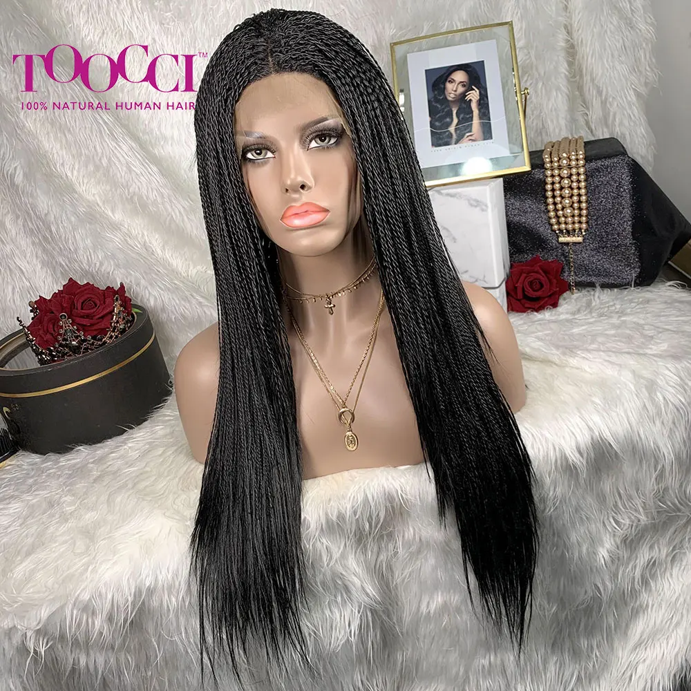TOOCCI HAIR American Mirco Twist Tinny косички парики для волос с фронтальной средней частью синтетические плетеные