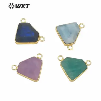 

WT-P1599 WKT Wholesale luxury stone necklace pendant with double loops amazonite stone pendant in triangle