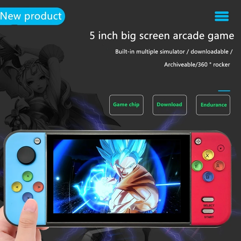  New portable 5 inch retro handle game console built in emulators support HDMI TV output 360° joysti