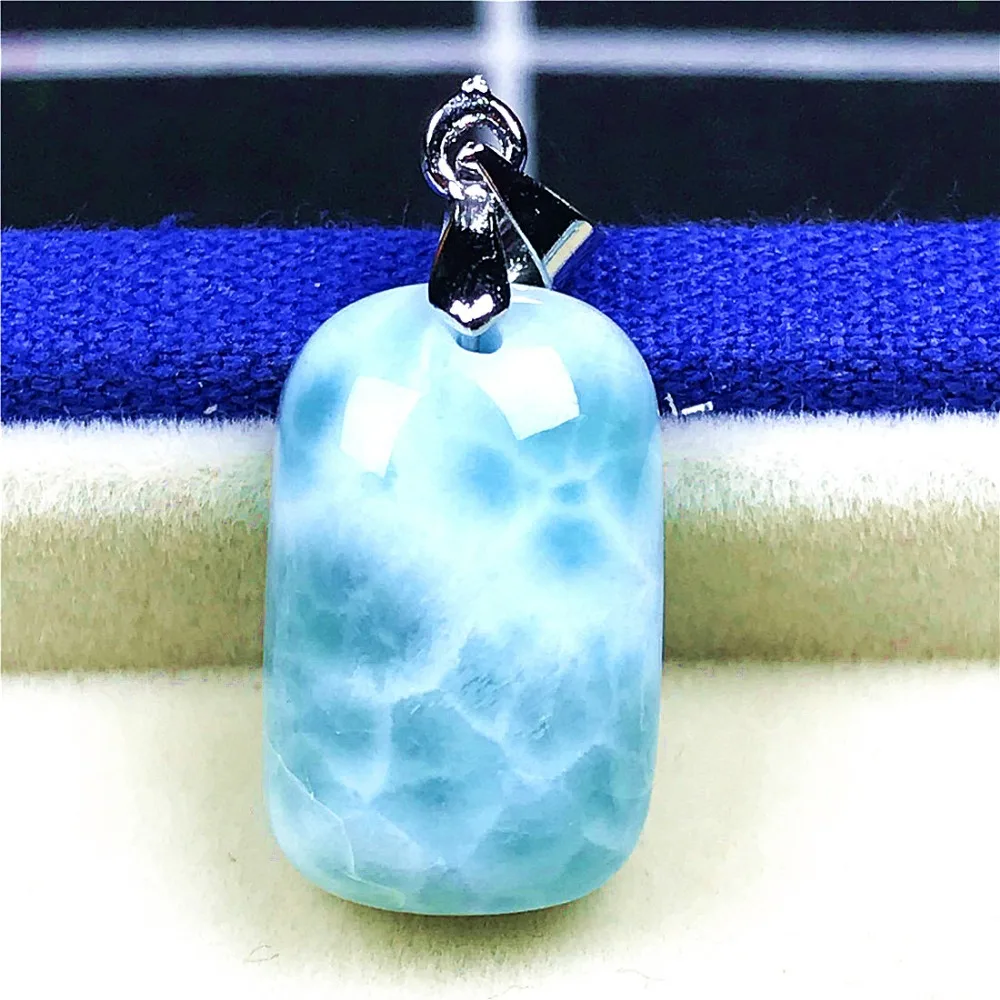 Натуральный Синий Подвеска larimar для женщин и мужчин кристалл 19x12x7 мм прямоугольные бусины серебро домика с водным узором камень ювелирные изделия AAAAA