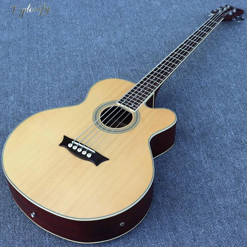5 string 4 струны 5 струн натуральный цвет электрическая акустическая бас гитара 43 дюймов 24 Лады с эквалайзером хорошее качество - Цвет: 5 string