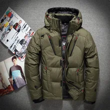 Snow Overcoat Men Windbreaker Thick Warm 90% White Duck Down Jacket Stand Collar Hooded Winter Jacket Men Degree
