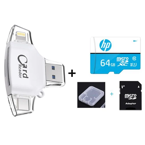 4 в 1 type-C Micro SD кард-ридер адаптер Lightning для iPhone Android iPad MacBook USB OTG флэш-ридер памяти расширение Телефона - Цвет: White n 64GB TF Card