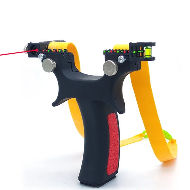 

Hunting Slingshot Resin Catapult with Laser Light Sight Level Outdoor Shooting with Flat Rubber Band Powerful Sling Shot