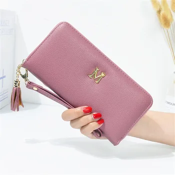

Women Wallets Zipper Tassel Pendant Coin Faux Leather Purse M Card Package Holders Lady PU Clutch Phone