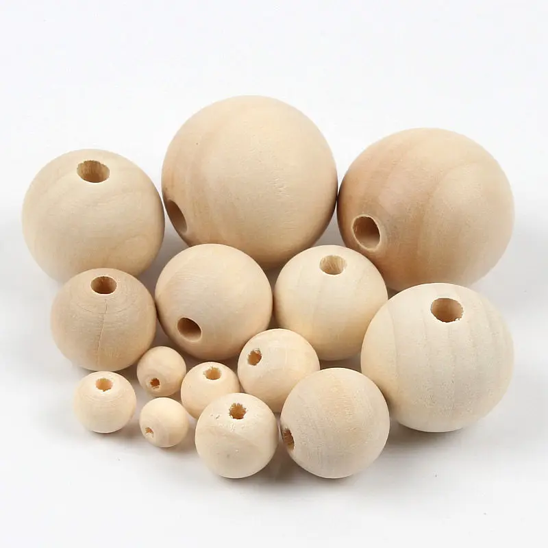 4-50mm Natural Wood Beads Round Spacer Wooden Pearl Lead-Free Balls Charms For Jewelry Making DIY Handmade Accessories 1-1000pcs