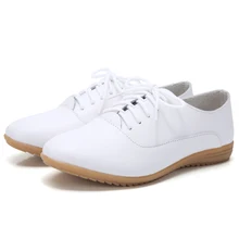 Весенние женские туфли-оксфорды из натуральной кожи; балетки на плоской подошве; мокасины; лоферы на шнуровке; женская обувь; белые туфли; P033