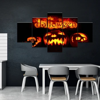 

Art HD Print 5 Piece Canvas Painting Halloween Pumpkin Posters Wall Art Pictures for Living Room Home Decorarion Wholesale