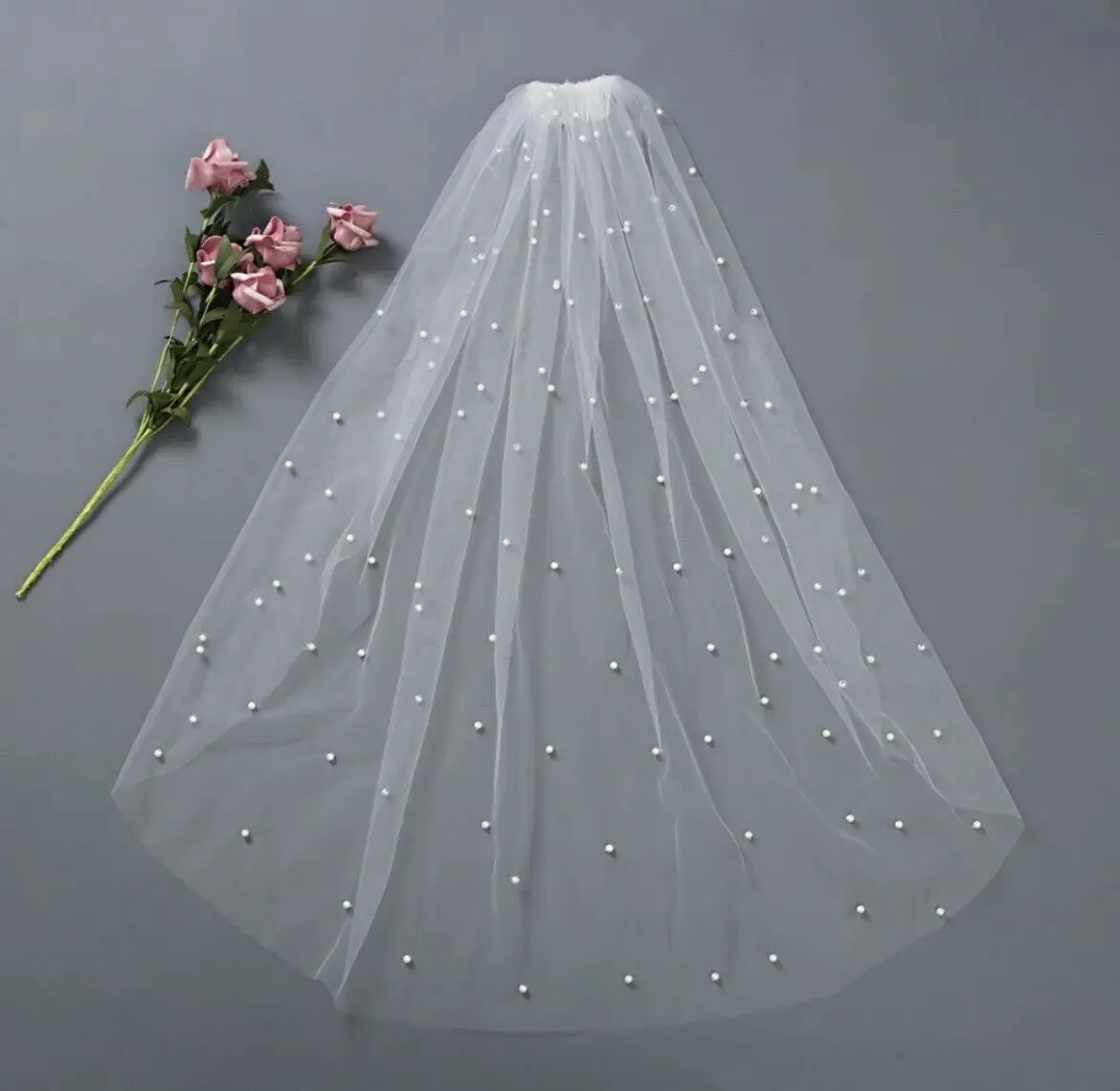 Bridal pearl pale ivory elbow veil 1 layer luxury soft tulle tailored edges and comb 75 cm wedding accessories