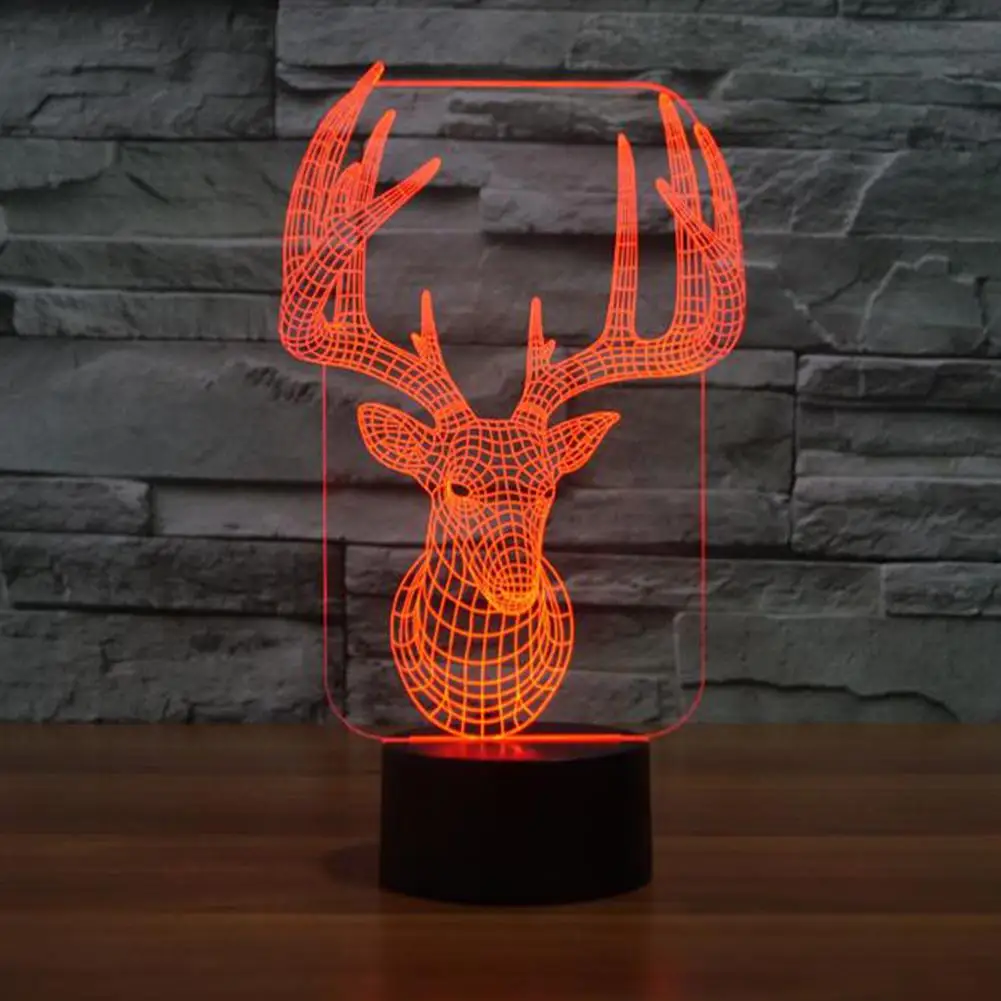 Hobbyлейн Рождественский Олень 3D визуальная иллюзия Лампа Прозрачный Акриловый Ночной светильник светодиодный светильник 7 цветов меняющийся сенсорный Настольный светильник