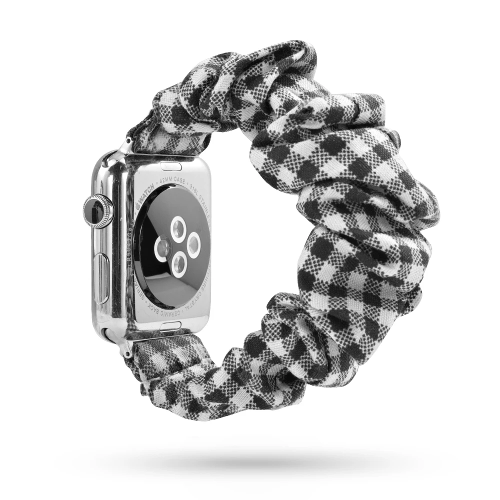 Резинка для волос эластичный ремешок для часов Apple Watch Series 5 4 3 2 ремешок 38 мм 40 мм 42 мм 44 мм для iwatch 5 4 3 2 1 Рождественский подарок - Цвет ремешка: 7 black white
