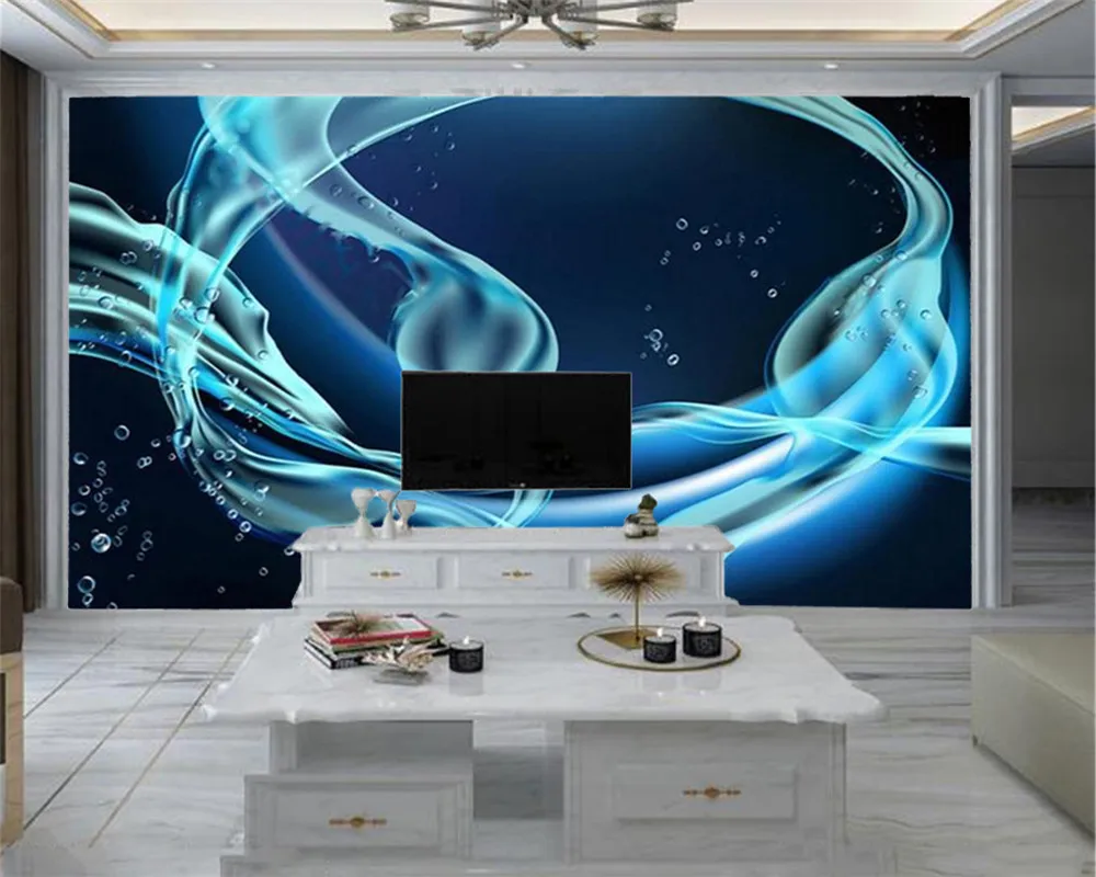 3d Wallpaper Living Room Light Blue Silk Streamer With Crystal Drops Fine Silk Wallpaper for Interior Decoration