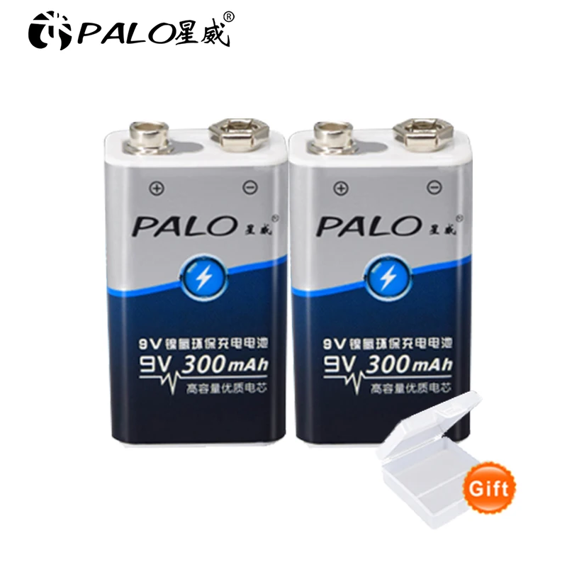 

2pcs 9V 6F22 300mAh ni-mh Rechargeable Battery 9 volt nimh ni mh Rechargeable batteries for Digital camera Remote control toy