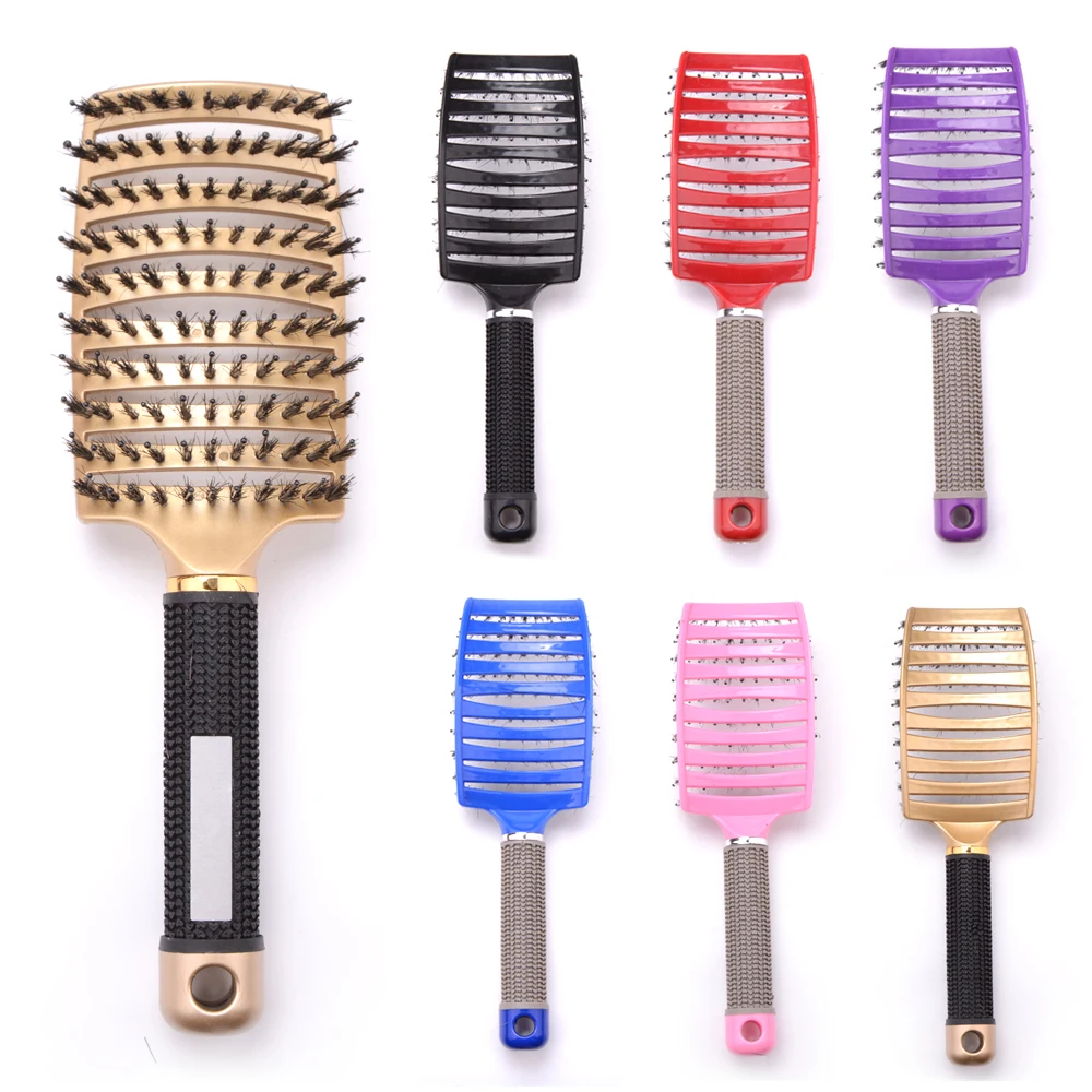 Massage-Comb Hair-Brush Salon Hairdressing-Styling-Tools Detangle Nylon Curly Girls Women