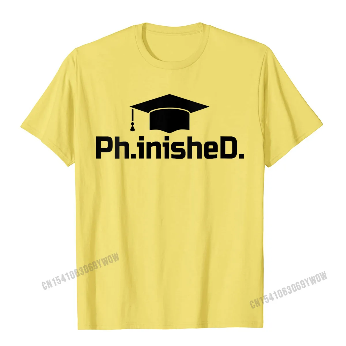 Crazy Tops T Shirt Brand Crewneck Printing Short Sleeve Pure Cotton Men T-Shirt Printed T Shirts Drop Shipping Womens Doctorate Graduate PhinisheD PhD Graduation Gift V-Neck T-Shirt__879 yellow