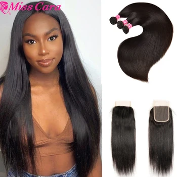 

Straight Bundles With Closure Peruvian Hair 3 Bundles 8-28 With Lace Closure Human Hair Bundles With Closure Hair Extension