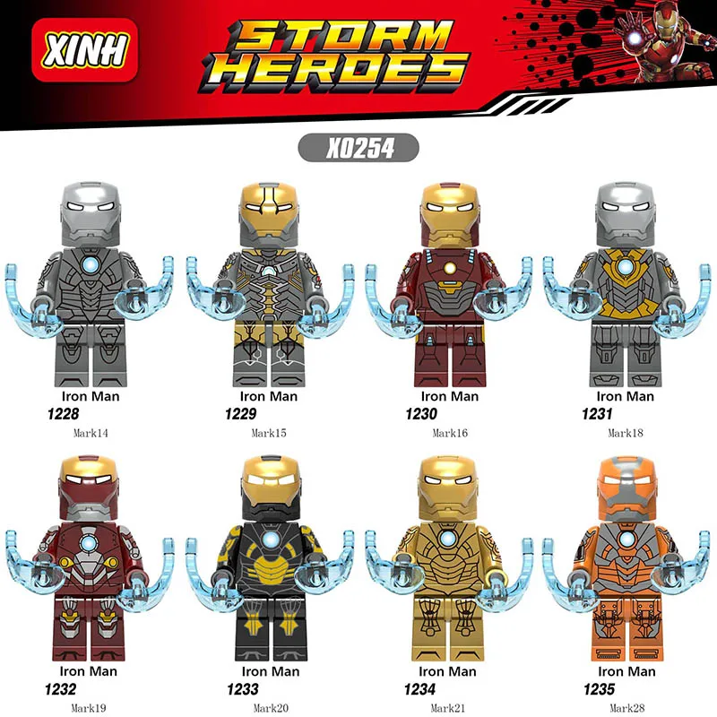 

NEW Compatible LegoINGlys Building Blocks Super Heroes Iron Man MARK MK14 MK15 MK16 MK20 MK21 Bricks Figures Toys Gift X0254