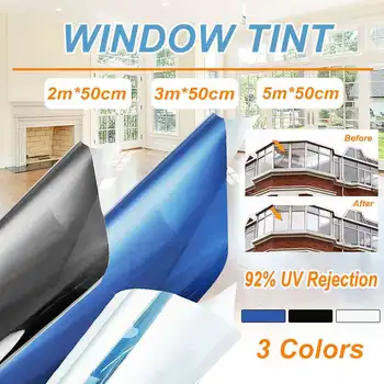 

2/3/5/6mx50cm One Way Mirror Window Film Self-adhesive Reflective Privacy Glass Tint Heat Control Solar Film Home Window Tint