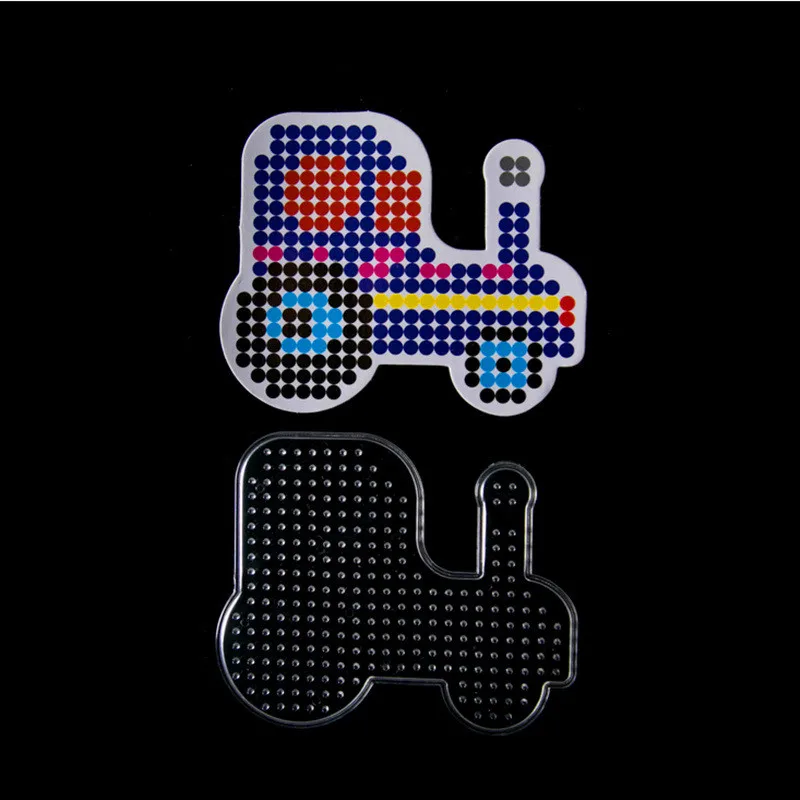 5 мм Хама бусины шаблон с цветной бумагой пластик трафарет головоломки Perler головоломки бусины Diy Прозрачная форма головоломки обучающие игрушки - Цвет: tractor