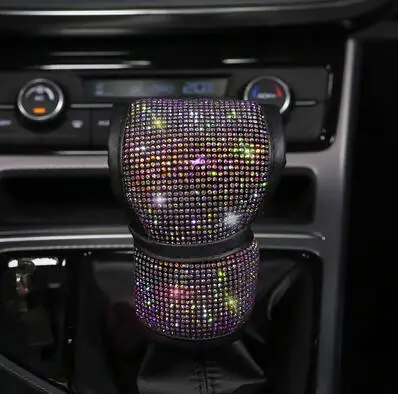 1pc Gear Shift Cover Красочные Bling Стразы чехол рулевого колеса автомобиля кристалл чехол на автомобильный ремень безопасности подлокотники крышка интерьерные аксессуары для женщин - Название цвета: 1pc Gear Shift Cover