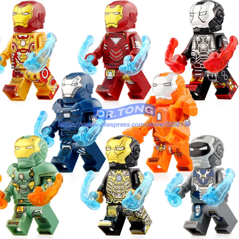 

50PCS Avengers Endgame Figures Iron Man IronMan Mark 6 Mk42 Mark 22 Mark 36 Mark 28 War Machine Building Blocks Kids Toy X0246