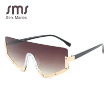 Модные цельные женские солнцезащитные очки, новинка, модные солнцезащитные очки, половинная оправа, соединенные линзы, металлические, индивидуальные мужские очки