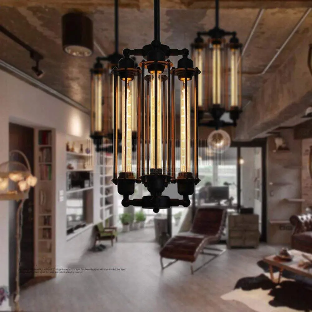 

Retro American Village Flute LED Pendant Light Dining Room Bedroom Iron Lighting Industrial Decor Hanging Lamps Fixture 110V