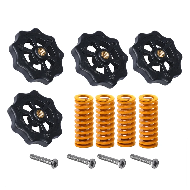 yellow springs kit Aokin 3d принтер Выравнивающая гайка модернизированная большая рука твист Авто выравнивание гайки для CR-10/CR-10S 3d принтер - Цвет: yellow springs kit